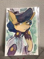 Size: 1536x2048 | Tagged: safe, artist:tamaki, sapphire shores, earth pony, pony, g4, female, hat, ponyfesta, solo, traditional art, watercolor painting