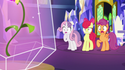 Size: 1920x1080 | Tagged: safe, screencap, apple bloom, scootaloo, sweetie belle, g4, growing up is hard to do, cutie mark crusaders, friendship throne