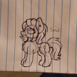 Size: 1856x1856 | Tagged: safe, artist:drheartdoodles, oc, oc only, oc:frigg, earth pony, pony, female, lined paper, mare, smiling, solo, traditional art