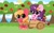 Size: 2100x1300 | Tagged: safe, artist:kittyrosie, big macintosh, sugar belle, earth pony, pony, unicorn, g4, apple, apple tree, cart, chibi, cute, duo, female, flower, flower in hair, macabetes, male, mare, open mouth, riding, ship:sugarmac, shipping, stallion, straight, straw in mouth, sugarbetes, tree