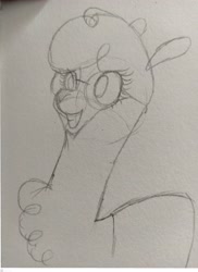 Size: 2400x3303 | Tagged: safe, artist:imposter dude, paprika (tfh), alpaca, them's fightin' herds, community related, female, glasses, high res, pencil, solo, traditional art