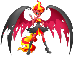 Size: 5000x3888 | Tagged: safe, artist:sweettots, sunset shimmer, demon, equestria girls, g4, absurd resolution, alternate design, female, sharp teeth, simple background, solo, sunset satan, teeth, transparent background, wings
