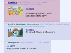 Size: 573x426 | Tagged: safe, rainbow dash, spike, g4, /co/, 4chan, 4chan screencap, artifact, brony, hilarious in hindsight, text, the beginning