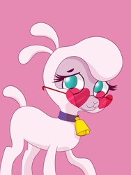 Size: 6000x8000 | Tagged: safe, artist:imposter dude, pom (tfh), lamb, sheep, them's fightin' herds, community related, female, glasses, heart shaped glasses, simple background, sunglasses