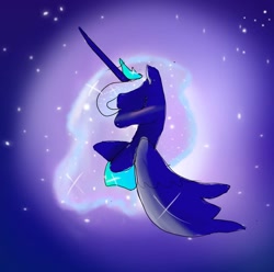 Size: 1080x1072 | Tagged: safe, artist:bellas.den, princess luna, alicorn, pony, g4, 2010s, 2019, bust, ethereal mane, eyes closed, female, jewelry, mare, peytral, solo, starry mane, tiara