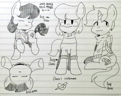 Size: 1024x809 | Tagged: safe, artist:neonkalistar202, alicorn, earth pony, pony, - -, 2010s, 2016, asriel dreemurr, chara, clothes, crossover, frisk, korean, lined paper, ponified, smiling, traditional art, undertale, video game