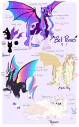 Size: 2000x3200 | Tagged: safe, artist:arexstar, oc, oc only, alicorn, bat pony, bat pony alicorn, pony, bat wings, chest fluff, female, high res, horn, mare, prone, wings