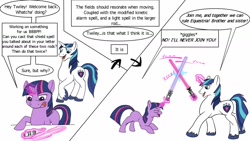 Size: 1280x720 | Tagged: safe, artist:termyotter, shining armor, twilight sparkle, pony, unicorn, g4, bbbff, brother and sister, female, filly, filly twilight sparkle, lightsaber, magic, male, siblings, star wars, weapon, younger