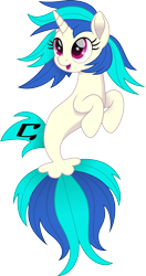 Size: 794x1500 | Tagged: safe, artist:cloudy glow, dj pon-3, vinyl scratch, seapony (g4), g4, cloudyglow is trying to murder us, cute, cutie mark, female, horn, open mouth, seaponified, seapony vinyl scratch, simple background, solo, species swap, transparent background, vinylbetes