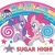 Size: 2048x2048 | Tagged: safe, pinkie pie, twilight sparkle, alicorn, earth pony, pony, g4, candy, cloud, confetti, food, harajuku, high res, lollipop, my little pony logo, rainbow, sprinkles, stars, sugar high, twilight sparkle (alicorn)