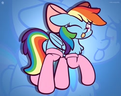 Size: 1920x1513 | Tagged: dead source, safe, artist:php142, rainbow dash, pegasus, pony, g4, :p, bow, chest fluff, clothes, cute, dashabetes, female, floppy ears, hair bow, looking at you, mare, one eye closed, socks, solo, tongue out, wink, zoom layer
