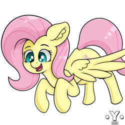 Size: 4000x4000 | Tagged: safe, artist:yelowcrom, fluttershy, pegasus, pony, g4, absurd resolution, cute, ear fluff, female, mare, shyabetes, simple background, solo, white background, wings
