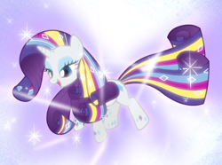 Size: 1112x828 | Tagged: safe, screencap, rarity, pony, g4, twilight's kingdom, cropped, female, floating, glowing, lidded eyes, open mouth, rainbow power, solo