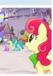 Size: 356x508 | Tagged: safe, screencap, apple bumpkin, earth pony, pony, g4, my little pony: the movie, apple family member, background pony, canterlot, cropped, duo focus, fireworks, unnamed character, unnamed pony, we got this together