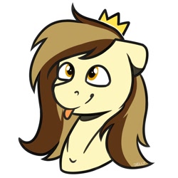 Size: 2000x2000 | Tagged: safe, artist:jellysketch, oc, oc only, oc:prince whateverer, pegasus, pony, crown, high res, jewelry, regalia, simple background, smiling, solo, tongue out, white background