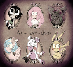 Size: 2859x2646 | Tagged: safe, artist:urbanqhoul, cozy glow, bear, gem (race), human, pegasus, pikachu, pony, robot, g4, animatronic, bags under eyes, bowtie, bust, buttercup (powerpuff girls), clothes, crossover, disguise, disguised diamond, female, filly, five nights at freddy's, freddy fazbear's pizzeria simulator, hat, helpy, high res, male, pokémon, rose quartz (steven universe), six fanarts, smiling, snthro, statue, steven universe, the legend of zelda, the legend of zelda: breath of the wild, the powerpuff girls, top hat, wide eyes