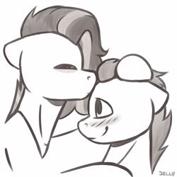 Size: 3000x3000 | Tagged: safe, artist:jellysketch, oc, oc only, pegasus, pony, blushing, couple, cute, duo, high res, kissing