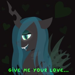 Size: 2000x2000 | Tagged: safe, artist:jellysketch, queen chrysalis, changeling, changeling queen, g4, cute, cutealis, evil, female, high res, simple background, solo