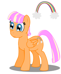 Size: 1000x1200 | Tagged: safe, artist:warren peace, oc, oc only, oc:lucky dream, pegasus, pony, cloud, cutie mark, female, happy, mare, rainbow, shadow, simple background, solo, transparent background, vector