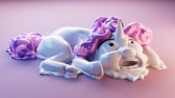 Size: 1920x1080 | Tagged: safe, artist:pessimizer, sweetie belle, pony, unicorn, g4, 3d, female, gooey, looking up, melted, melting, meta, open mouth, silly, solo, sweetie belle is a marshmallow too, wat