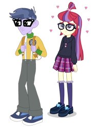 Size: 2000x2760 | Tagged: safe, artist:skyfallerart, artist:xebck, edit, micro chips, moondancer, equestria girls, g4, clothes, crack shipping, crystal prep academy uniform, equestria girls-ified, female, heart, high res, male, moonchips, school uniform, shipping, simple background, straight, transparent background, vector