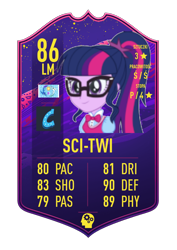 Size: 620x874 | Tagged: safe, sci-twi, twilight sparkle, equestria girls, g4, card, female, fifa ultimate team, football, fut draft, simple background, solo, sports, transparent background