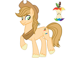 Size: 4500x3375 | Tagged: safe, artist:avatarmicheru, oc, oc only, oc:applecore, earth pony, hybrid, pony, hat, interspecies offspring, male, offspring, parent:applejack, parent:discord, parents:applecord, simple background, solo, stallion, transparent background