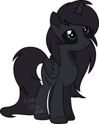 Size: 1597x2009 | Tagged: safe, artist:lovelikelies, oc, oc only, oc:obsidian ruin, alicorn, pony, base used, black sclera, frown, simple background, solo, transparent background