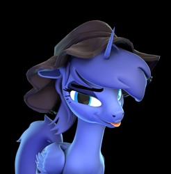 Size: 1062x1080 | Tagged: safe, artist:sw4gg, princess luna, alicorn, pony, g4, 3d, cute, hat, source filmmaker, tongue out