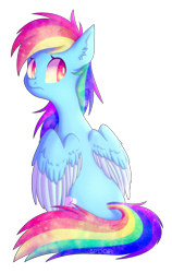Size: 1999x3169 | Tagged: safe, artist:spirit-1, rainbow dash, pegasus, pony, g4, ear fluff, female, looking back, mare, simple background, solo, transparent background, two toned wings, wings