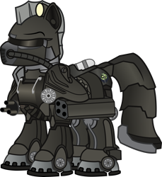 Size: 5933x6484 | Tagged: safe, artist:vector-brony, oc, oc only, oc:steelhooves, pony, fallout equestria, absurd resolution, armor, commander, male, power armor, simple background, solo, steel ranger, transparent background, vector