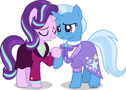 Size: 6314x4500 | Tagged: safe, artist:limedazzle, starlight glimmer, trixie, pony, g4, absurd resolution, counselor trixie, female, headmare starlight, lesbian, older, older starlight glimmer, older trixie, ship:startrix, shipping, show accurate, simple background, transparent background, vector