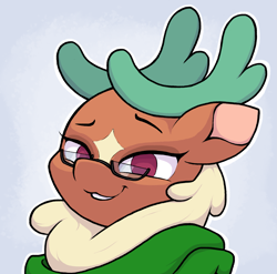 Size: 2721x2693 | Tagged: safe, artist:ljdamz1119, cashmere (tfh), deer, reindeer, them's fightin' herds, clothes, community related, female, glasses, high res, looking at you, scarf, solo