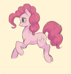 Size: 1833x1907 | Tagged: safe, artist:nodambol, pinkie pie, earth pony, pony, g4, female, mare, profile, simple background, solo, yellow background
