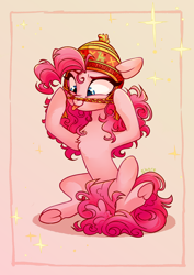 Size: 2894x4093 | Tagged: safe, artist:shore2020, pinkie pie, earth pony, pony, g4, :p, cap, commission, cute, diapinkes, female, hat, mare, silly, silly pony, sitting, solo, tongue out