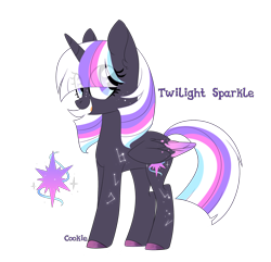 Size: 2320x2235 | Tagged: safe, artist:mint-light, twilight sparkle, alicorn, pony, g4, alternate design, constellation, eye clipping through hair, female, grin, high res, hoof polish, mare, simple background, smiling, solo, transparent background, twilight sparkle (alicorn)
