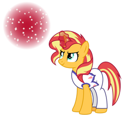 Size: 1024x964 | Tagged: safe, artist:emeraldblast63, sunset shimmer, pony, unicorn, g4, the summer sun setback, clothes, costume, female, magic, simple background, solo, transparent background