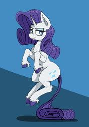 Size: 4960x7015 | Tagged: safe, artist:paskanaakka, derpibooru exclusive, rarity, pony, unicorn, abstract background, absurd resolution, chest fluff, colored hooves, ear fluff, female, mare, rarity is not amused, solo, tail stand, unamused, unshorn fetlocks