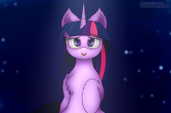 Size: 2096x1380 | Tagged: safe, alternate version, artist:darbedarmoc, twilight sparkle, alicorn, pony, g4, cave, cave of harmony, chest fluff, ear fluff, female, fluffy, moonlight, solo, sparkles, twilight sparkle (alicorn)