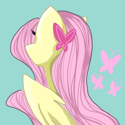 Size: 2000x2000 | Tagged: safe, artist:wimple, fluttershy, pegasus, pony, g4, female, high res, mare, simple background, solo, turned away