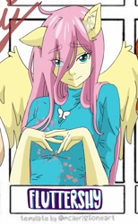 Size: 630x1024 | Tagged: safe, alternate version, artist:kypie92, fluttershy, human, g4, clothes, eared humanization, female, humanized, jewelry, necklace, solo, winged humanization, wings