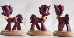 Size: 6080x3114 | Tagged: safe, artist:h1ppezz, oc, oc only, oc:red spark, pony, unicorn, figurine, headphones, irl, male, photo, solo, stallion