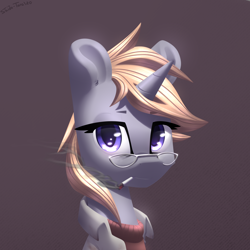 Size: 2400x2400 | Tagged: safe, artist:shido-tara, oc, oc only, oc:triage, pony, unicorn, fallout equestria, fallout equestria: project horizons, doctor, fanfic art, glasses, high res, simple background, smoking