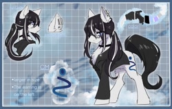 Size: 1280x813 | Tagged: safe, artist:swaybat, oc, oc only, oc:violotte, pony, choker, clothes, ear piercing, earring, glasses, hairband, jewelry, long mane, male, piercing, reference sheet, solo, stallion