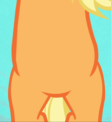 Size: 854x937 | Tagged: safe, screencap, applejack, earth pony, pony, applejack's "day" off, belly, bipedal, cropped, female, mare, pictures of bellies, solo