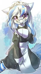 Size: 712x1280 | Tagged: safe, artist:swaybat, oc, oc only, pony, unicorn, clothes, cute, female, glasses, looking at you, maid, mare, solo