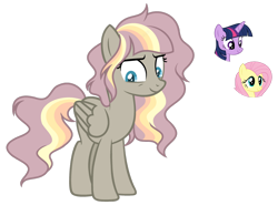 Size: 1024x758 | Tagged: safe, artist:sapphiretwinkle, fluttershy, twilight sparkle, oc, pegasus, pony, g4, female, magical lesbian spawn, mare, offspring, parent:fluttershy, parent:twilight sparkle, parents:twishy, simple background, transparent background