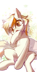 Size: 665x1280 | Tagged: safe, artist:swaybat, oc, oc only, pony, female, hoof over mouth, pillow, solo, underhoof