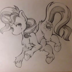 Size: 1080x1080 | Tagged: safe, artist:c_owokie, sunset shimmer, pony, unicorn, g4, chest fluff, female, lineart, mare, solo, traditional art, unshorn fetlocks