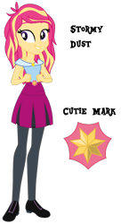 Size: 1920x3521 | Tagged: safe, artist:lhenao, oc, oc only, oc:stormy dust, human, equestria girls, g4, cutie mark, magical lesbian spawn, next generation, offspring, parent:sunset shimmer, parent:twilight sparkle, parents:sunsetsparkle, simple background, solo, transparent background